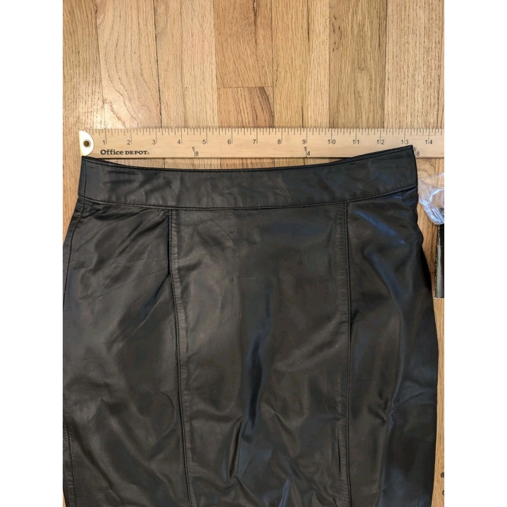 Vintage Cayenne Genuine Black Leather Long Skirt Size 7 / 8 Medium - Picture 2 of 13